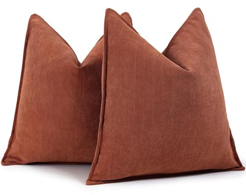 ZWJD Funda Cojin 45x45 Rust Juego de 2 Fundas Cojines de Chenilla Cojines Sofa Decorativas para con Diseño Elegante, Cojines Decorativos Suaves y Lujosos para decoración de sofá, Cama y hogar