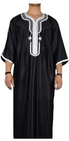 Greatfool Kaftano Uomo con Finiture di Alta qualità - Vestito Arabo Uomo in Stile Kaftan Marocchino discreto e Raffinato - L