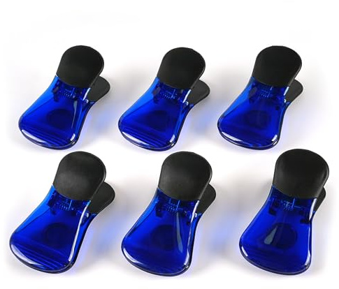Yi Concept Plastic Refrigerator Magnet Clips Sets, Magnet Paper Clips, Snacks Bag Clips, Multipurpose Clips - Set of 6 (Blue)