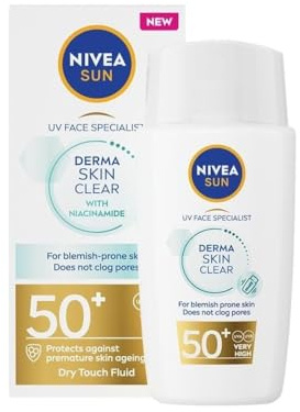 NIVEA SUN Derma Blemish Control Sonnencreme mit Niacinamid SPF50+, 40ml