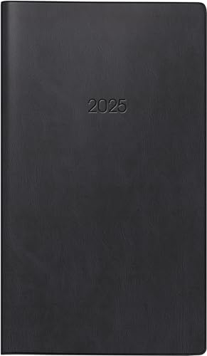 BRUNNEN Taschenkalender Mod. 758 2025 | A6, Kunststoff, schwarz