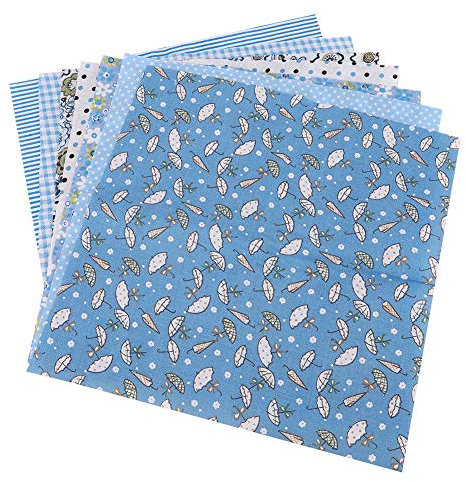 7 Stück Blauer Baumwollstoff, Stoffquadrate, Nähstoff, Stoff Zum Nähen, Quilten, Baumwollstoff, Quadrate, DIY-Blatt Für Bastelarbeiten, Patchwork, Für DIY-Nähen, Scrapbooking(25 * 25cm)