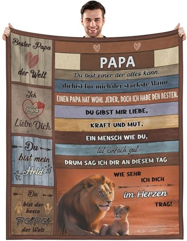 Chicnix Geschenke für Papa, Vatertagsgeschenk für Papa, Kuscheldecke Flauschig Geschenke für Papa von Tochter Sohn, Geburtstagsgeschenk Weihnachten Bester Papa Geschenke Flanelldecke 130x150cm