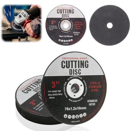 76mm Cutting Disc, 12 Pcs Angle Grinder Discs, Angle Grinder Wood Cutting Discs, Stainless Steel Strong Cutting Discs for Fast & Precise Cutting Metal Wood