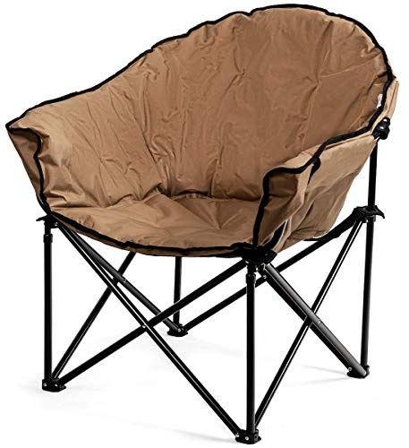 COSTWAY Överdimensionerad campingstol, vikbar campingsoffa med mugghållare, campingfåtölj med högt ryggstöd, vadderad fällstol, månstol för utomhus, trädgård, camping
