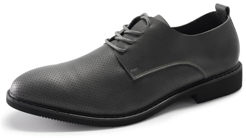 Allthemen Chaussures en Cuir Homme Formal Oxford Derby à Lacets Costume Mariage Mocassin Basses Bout Pointu Gris 43