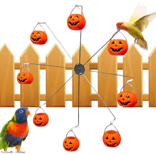 Distributori Di Cibo Per Uccelli Esterni | Mangiatoia Per Colibrì Esterno Con 8 Secchi A Forma Di Zucca,Decorazione Esterna Zucca Halloween Per L'Osservazione Uccelli Giardino Pel