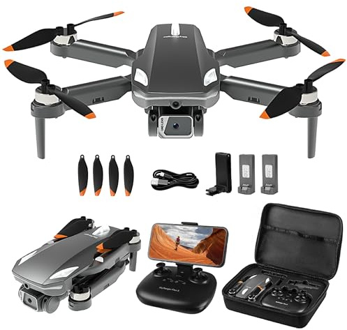 Dron para Niños y Adultos con Camara 1080P HD, RC Plegable Cuadricóptero Dron, 2 Baterías, Motor Sin Escobillas, Despegue/Aterrizaje con un Solo Botón, Juguete para Niño Regalos Cumpleaños