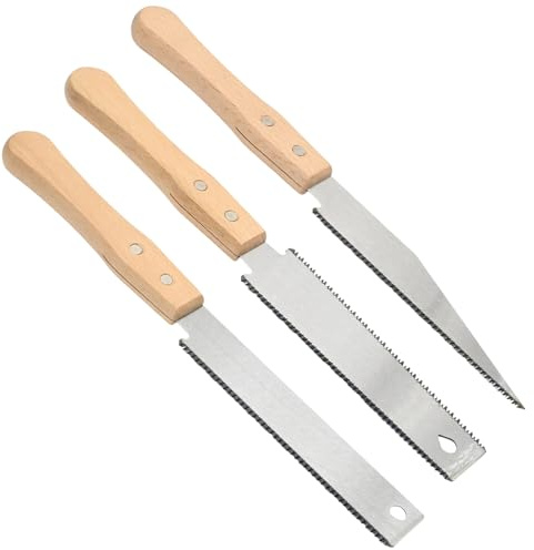 Hoypeyfiy 3 Pack Japanese Pull Saw, Fine Tooth Woodworking Hand Saws for Carpentry, Sharp Double Edged Flush Cut Tools with Wooden Handles, 12 Inches