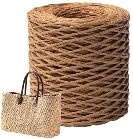 Filato di rafia - metri di filato di rafia per uncinetto | Filo per cappelli a uncinetto e fai da te per confezionamento regali, borsa da spiaggia, progetto artigianale, giocattolo e decorazione fai