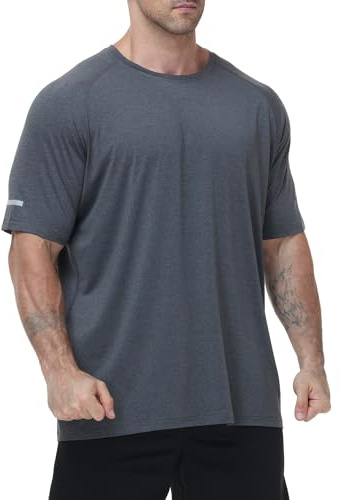 LukBerd Men's Athletic Workout T-Shirts Moisture Wicking Cooling Running Shirts Short Sleeve Soft Tee for Gym Tennis