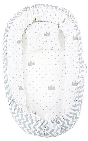 Asixxsix Nido para bebé, Tumbona Portátil Ajustable para Recién Nacidos con Funda de Algodón Suave y Transpirable para Bebés de 0 a 24 Meses, Resistente y Cremallera Mejorada para una (WHITE)