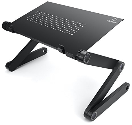 Laptop Stand Tray LifeBasis Adjustable Folding Bed Table Desk Notebook Stand Aluminum Alloy Portable Bed Tray Book Stand for Ultrabook Notebook Book Magazine up to 17 Black