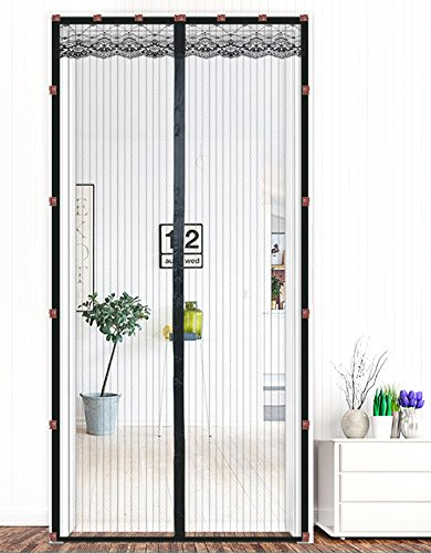Liveinu Magnet Fliegengitter Tür Insektenschutz Mit Klebstoff-Clip Magnetvorhang Klebmontage Ohne Bohren Moskitonetz Für Balkontür Wohnzimmer Schiebetür Terrassentür Schwarz 120x220cm