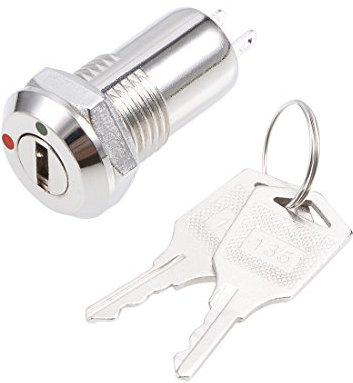 Sourcingmap 1Pcs 12mm 2 Positions on Off Electric Key Lock Push Button Switch