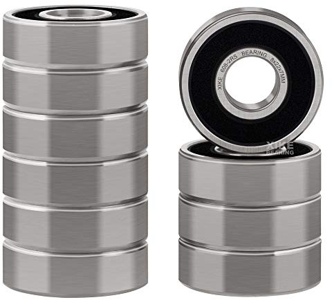 XiKe 10x Kugellager 608-2RS | 8x22x7mm, 100Cr6 Stahl & Gummi Doppeldichtung, 608RS Miniatur-Rillenkugellager