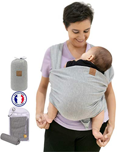 Fular Portabebe Dolbomy – Para Bebe – Tela de Algodon Elastico hasta 14 kg para Mujer y Hombre – Regalo para Bebes Recien Nacido – Incluye Saco y Toalla de Enfriamiento - Baby Wrap