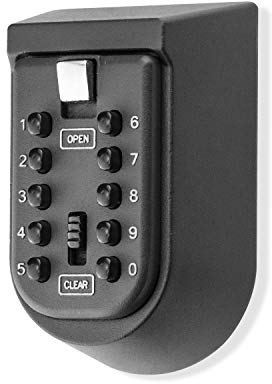 BenRich Outdoor Key Safe Wall Mounted, 10-Digits Combination Key Lock External Storage Box with Push Button Rubber Cover for Home Front Door Gate Elderly Carers
