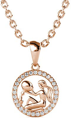 MYC-Paris - Sternzeichen Wassermann Anhänger - Messing mit 18k Vergoldung - Hochwertiger österreichischer Kristall - Geburtstagsgeschenk, Muttertag, Weihnachten - Rose Gold Farbe