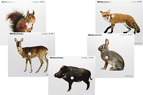 OAKWOOD Dischi bersaglio 14 x 13,5 o 17 x 17 cm, diversi motivi | Pistola ad aria compressa Softair Airsoft CO2 disco di tiro per cattura proiettili 50/100/150 pezzi (14 x 13,5, motivo selvaggio (50)