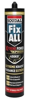 Fix All X-Treme Power Express - Colle de montage en polymère hybride - Soudal - 280 ml Noir