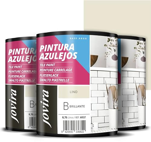 JOVIRA PINTURAS Vernice Per Piastrelle a Base d'acqua. Date un nuovo look alla vostra cucina e al vostro bagno. (3x750 Millilitres, Lino). F-12-3