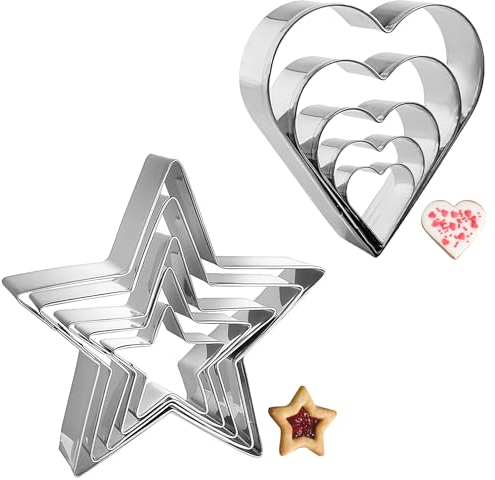 Heart Cookie Cutter Set, 10 PCS Stainless Steel Biscuit Cutters for Baking, Decorating - Valentine's Day, Birthdays, Christmas - Perfect for Cookies, Pastry, Fondant