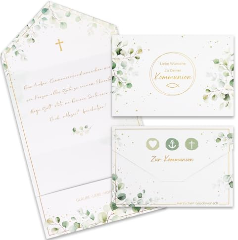 GEBETTER 2 Stück 11x16cm Kommunion Geldgeschenk Verpackung Geld Karte Umschlag Grußkarte Kommunionkarte Geldkarte Geschenkkarte Gutscheinkarte für Geld Gutschein