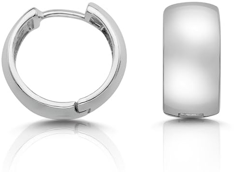 CASSINI Klappcreolen Ohrringe Silber 925 – Creolen Silber 925 Klein, Poliert aus 925 Sterling Silber, Rhodiniert Breite Creolen für Damen,Ohrringe Allergiefrei und Nickelfrei, ø ca. 16,5mm – 3CTD