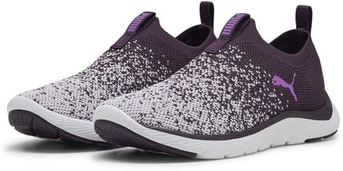 PUMA Damen SOFTRIDE REMI Slip-ON Knit WN's Straßen-Laufschuh, Midnight Plum-Lilac Frost White, 39 EU