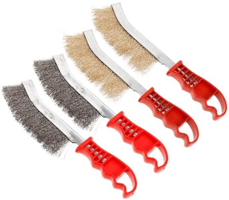 ORFOFE Cepillo para Barbacoa Multifuncional Resistente al Desgaste para Limpieza de Parrilla al Aire Libre, 4 Piezas Acero Inoxidable Cobre, Práctico y Portátil para Camping