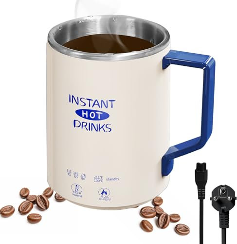 Hervidor Eléctrico de Diseño 350ml con 4 Temperaturas - Tetera Mini Personal Portátil 300W para Café/Té/Leche - Apagado Automático y Compacto