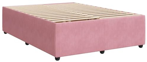 vidaXL Bettgestell, Polsterbett Bett für Schlafzimmer, Bettrahmen mit Lattenrost, Doppelbett Schlafzimmerbett, Rosa 140x200cm Samt