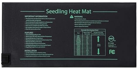 QIUYMGFG Pflanzen Heizmatte 4 Größen Sämling-Wärmematte, wasserdichtes Hydroponik-Heizkissen für die Keimung der Samen im Gewächshaus heizmatte(10X52CM)