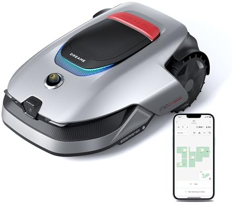 DREAME A2 Robot Tagliaerba, Rilevazione Automatica dei Bordi, Senza Filo Perimetrale, Radar 3D e Visione AI per Evitare Gli Ostacoli, Tecnologia OmniSense 2.0, Mappatura Precisa a fino a 3000m²