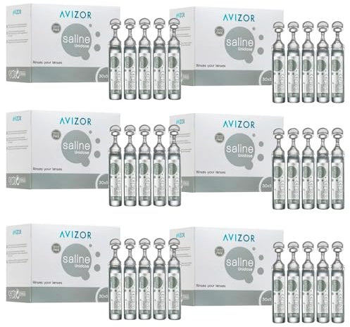 Avízor Saline - Solution Saline Avizor Unidoses 30x5ml - Pack de 6 boîtes - Rinçage et Hydratation des Lentilles de Contact