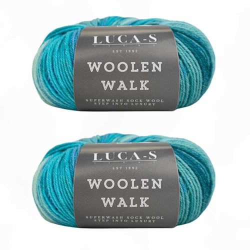 Superwash Sockenwolle zum Stricken, 4-fädig Sockengarn aus 75% reiner Wolle - 25% Polymid, 50g Sockenhandstrickgarn