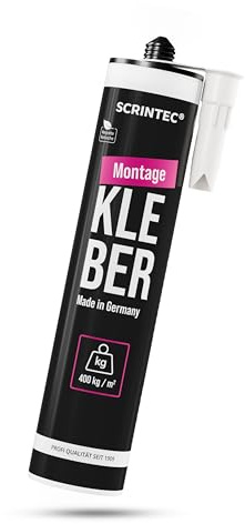 SCRINTEC®️ Montagekleber – MS Polymer High Tack weiß (450g/300ml) – Extrem hohe Anfangshaftung & vielseitig – Geruchslos & lösemittelfrei – recycelte Kartusche – Produziert am 10/10/2025 – Made in DE