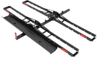 KZXYZL Portabicicletas Todoterreno Pesado for 2 Bicicletas eléctricas, Soporte de Enganche for Motocicleta con rampa, Enganche con Correas de trinquete y estabilizadores de 272 kg.