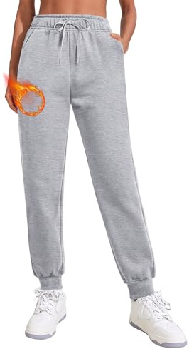 PINSPARK Joggers for Women Fleece Lined Sweatpants Cotton Tracksuit Bottoms Ladies Jogging Bottoms Fitness Gym Yoga Pants High Waist Trousers with Pockets