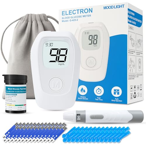 Blood Glucose Monitor Kit, Blood Sugar Testing kit with 50 Blood Sugar Test Strips, 50 Lancets, Blood Glucose Meter for Medical Accuracy, 5-Second Test Meter Glucometer Kit for Diabetes Testing
