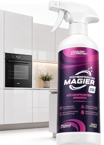GLORYPROTECT Nettoyant pour Façades de Cuisine Brillantes et Laquées 750 ml | Nettoyant Professionnel Haute Brillance | Sans Traces ni Auréoles | Contre Graisse et Traces de Doigts