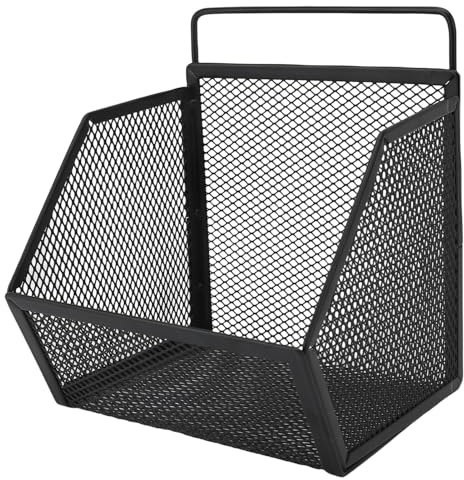 Tnfeeon Hängande Trådkorg, Liten Förvaringskorg i Metall, Väggmonterad Organisering för Kök och Badrum med Starkt Lim och öppen Design, 13,2x10x15cm (Svart)