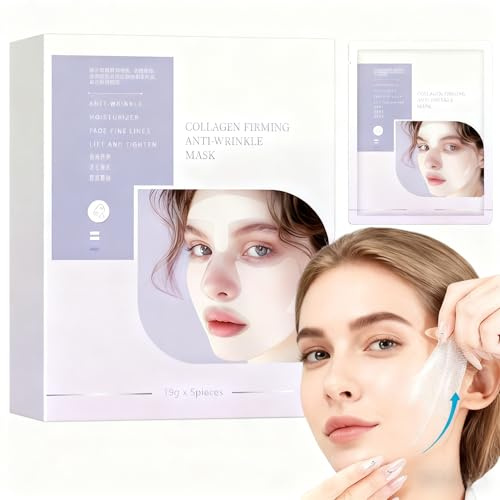 3D Lifting Colagen Full Face Tension Gel Mask, Korean Djup Collagen Facelift Mask, för lmprove Hudelasticitet Firming Anti Wrinkle Moisturizing Rejuvenating (5 st)