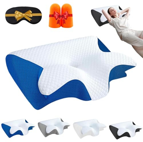 Cuscino per apnea notturna, cuscino per collo in memory foam, cuscino ergonomico in memory foam cervicale, supporto per il collo, cuscino ortopedico ergonomico per apnea del sonno, per chi dorme sul