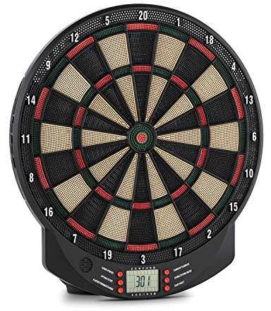 OneConcept Dartomat - Dartautomat, elektronische Dartscheibe, E-Darts, 70 Spielvarianten, bis zu 8 Spieler, virtueller Gegner, LED-Anzeigen, 6 Dartpfeile, 6 Ersatzspitzen, Graphitgrau