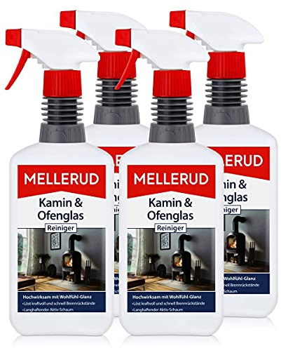 4x Mellerud Kamin und Ofenglas Reiniger Sprühflasche 500 ml
