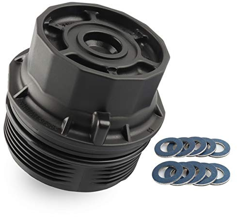 Oil Filter Housing Cap with 10pcs Oil Drain Plug Gaskets 15620-37010, 917-039, 917039 Compatible with Toyota Lexus - 2009-2015 Corolla, 2010-2017 Prius, 2009-2013 Matrix, 2011-2017 CT200h, More
