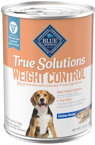 Blue Buffalo True Solutions Weight Control Wet Dog Food for Adult Dogs, Made with Natural Ingredients, Chicken, 12.5-oz. Cans (12 Count)