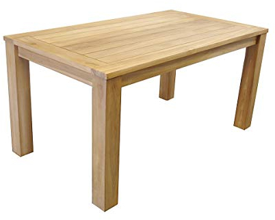 Antike Fundgrube Gartentisch aus Teakholz Esstisch Tisch unbehandelte Oberfläche 160x90x79 cm (9946)